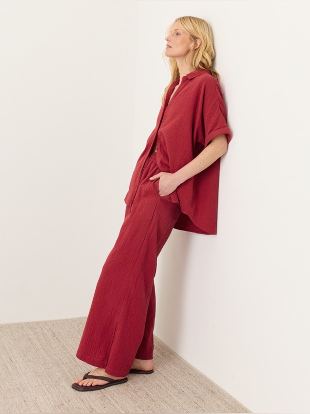 Pact Organic Coastal Double Gauze Wide Leg Pant